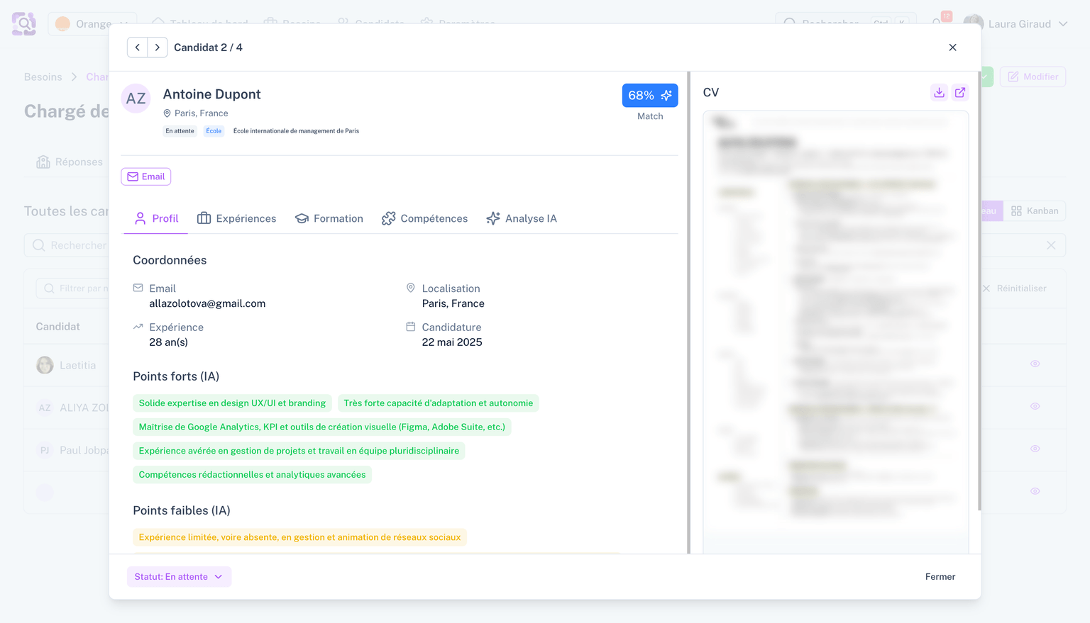 Analyse IA des profils étudiants