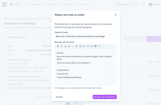 Envoi du besoin à toutes les écoles